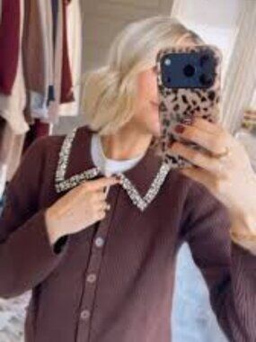 Target Future Collective Women's Embellished Collar Cardigan Sweater